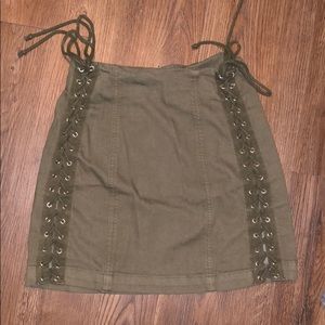 LF Army green denim skirt